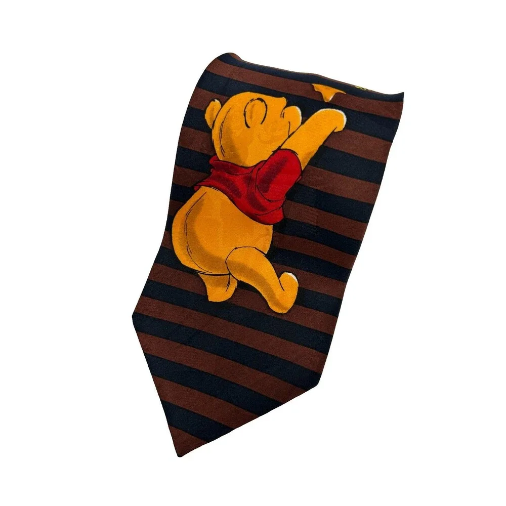 Disney Winnie the‎ Pooh Honey Pot Tie Brown & Black Striped  57.5
